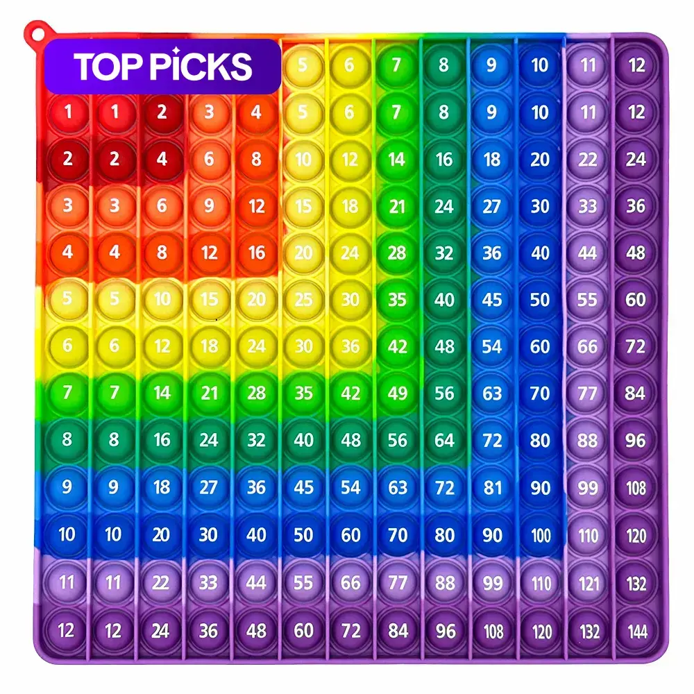Right Start Math Multiplication Table 12x12 Multiplication Times Table, Push Bubble Pop Fidget Math Toy ...