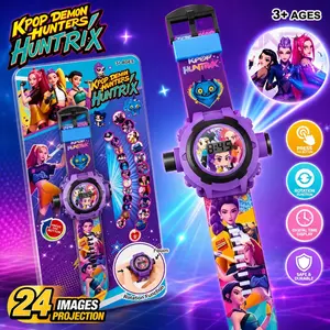 24 Patterns Projector Watch for Children, Educational and Fun Electronic Wristwatch, Digital Watch, Unisex, Kid Watch, Button Cell Battery, Alkaline Power