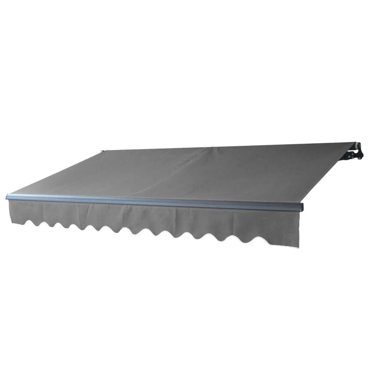Aleko AB12X10GY80 Retractable Shade Patio Canopy Awning - Black Frame, Grey, Adjustable, 12x10 ft, 11x9.5 ft Option, 59 lbs, Ceiling Bracket, UV Prevention, Curbs Appeal, Assembly Required (Car Exterior Sunshade for Business Use), Manual, Rectangle