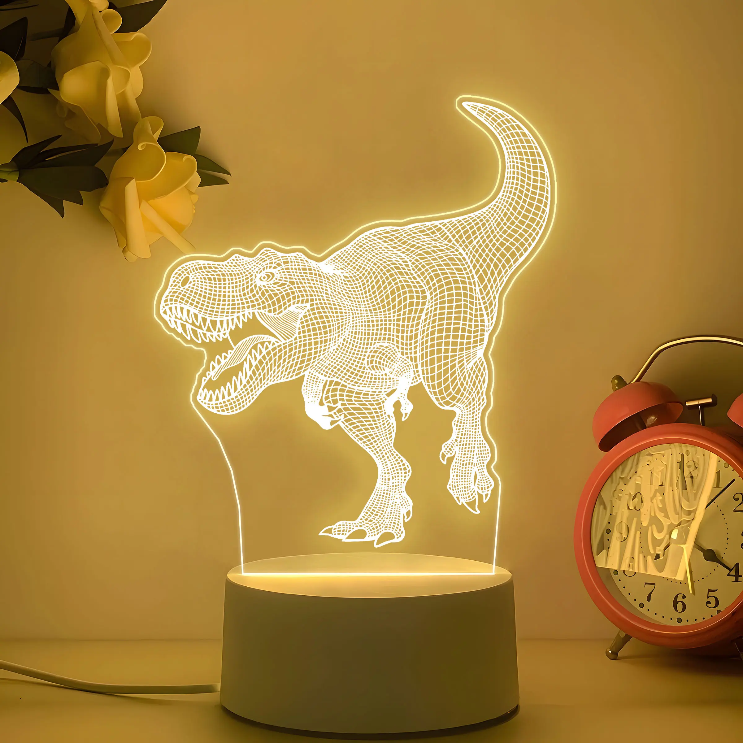 Dinosaur LED Night Light, Dinosaur Lamp, USB Powered Ambiance Lighting, Nightlight, Decorative Light, Perfect for Bedroom & Indoor Decor, Ideal Gift for Dinosaur Lovers