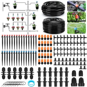 240FT Drip Irrigation System, Automatic Drip Irrigation Kits Quick-Connect for Greenhouse, Yard, Lawn, , Garden Watering Misting System with 1/2 inch Hose 1/4 inch Distribution Tubing