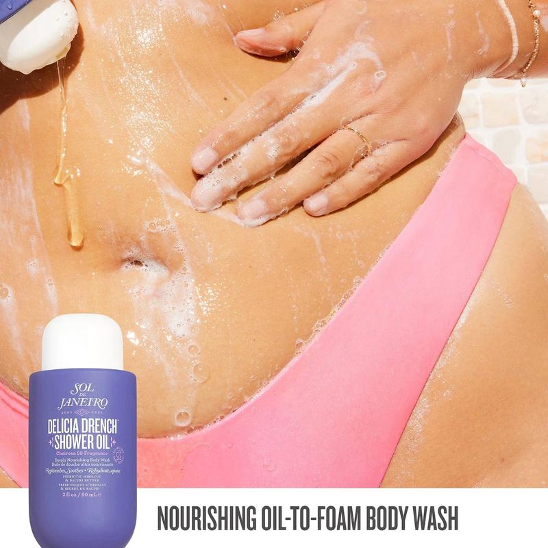 Sol de Janeiro Delícia Drench Jet Set - Travel-Ready Moisturizing Body Routine with Delícia Drench Shower Oil, Delícia Drench Body Butter, and Cheirosa 59 Perfume Mist