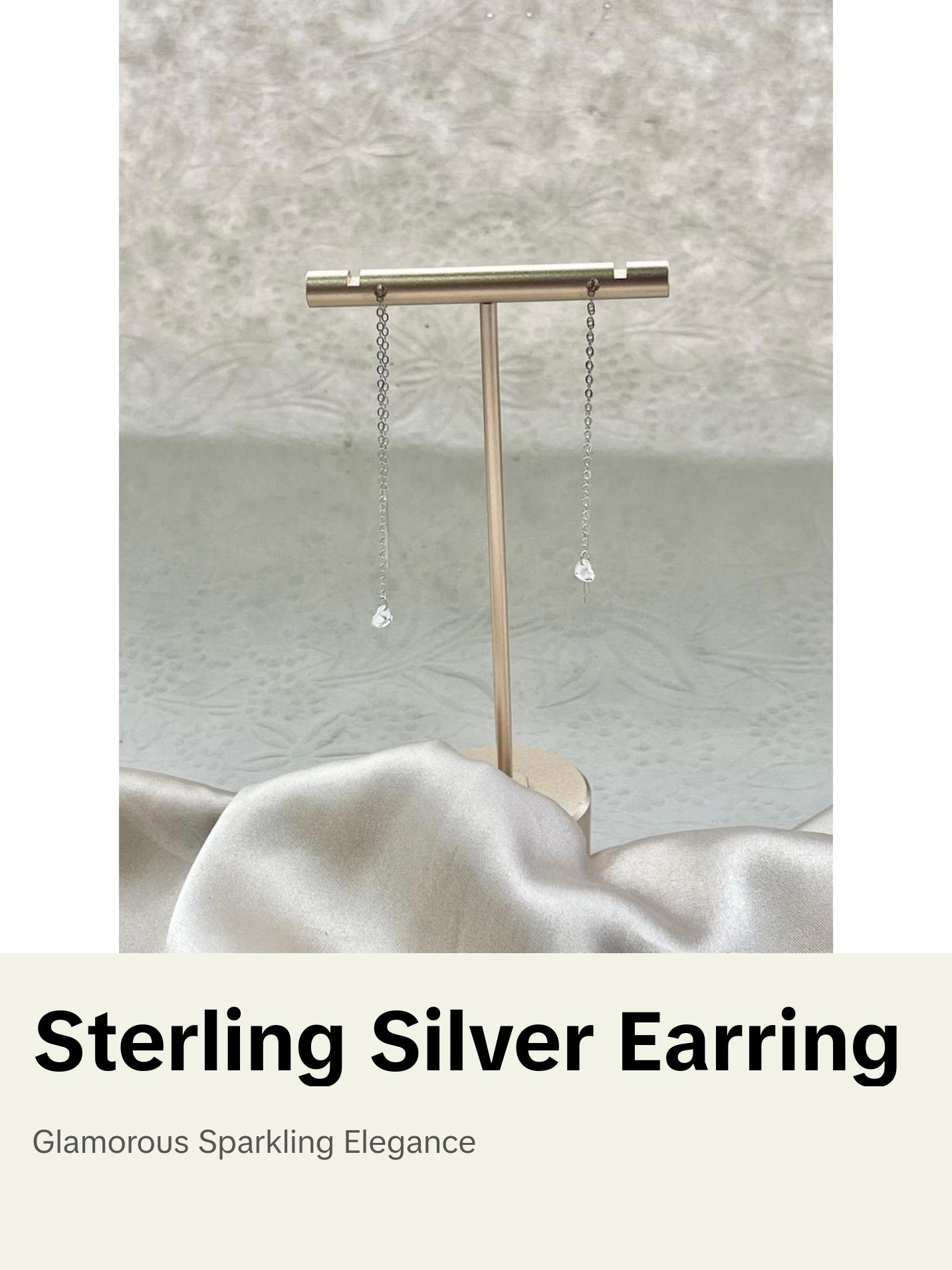 Long Chain Link Dangling Thread Pull Through Earrings