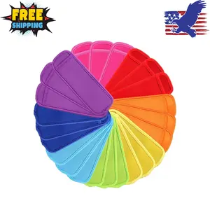 24 Pack Reusable Popsicle Bags Ice Pop Sleeves Antifreezing Sleeves, 8 Colors
