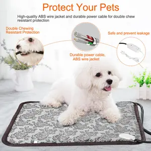 1Pc Pet Heating Pad Dog Cat Electric Heating Mat Waterproof Adjustable Warming Blanket With Chew Resistant Steel Cord Case