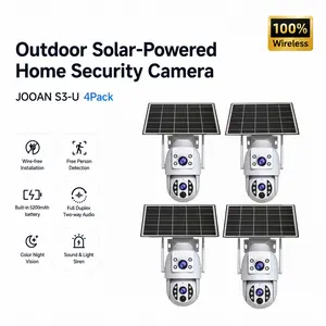 4-Pack JOOAN Solar Security  Outdoor Wireless, 2K WiFi Battery-Powered Surveillance  with 9000mAh Battery, 330° Pan 90° Tilt, Auto Tracking, Night Vision, Motion & Person Detection outdoorfun cameras
