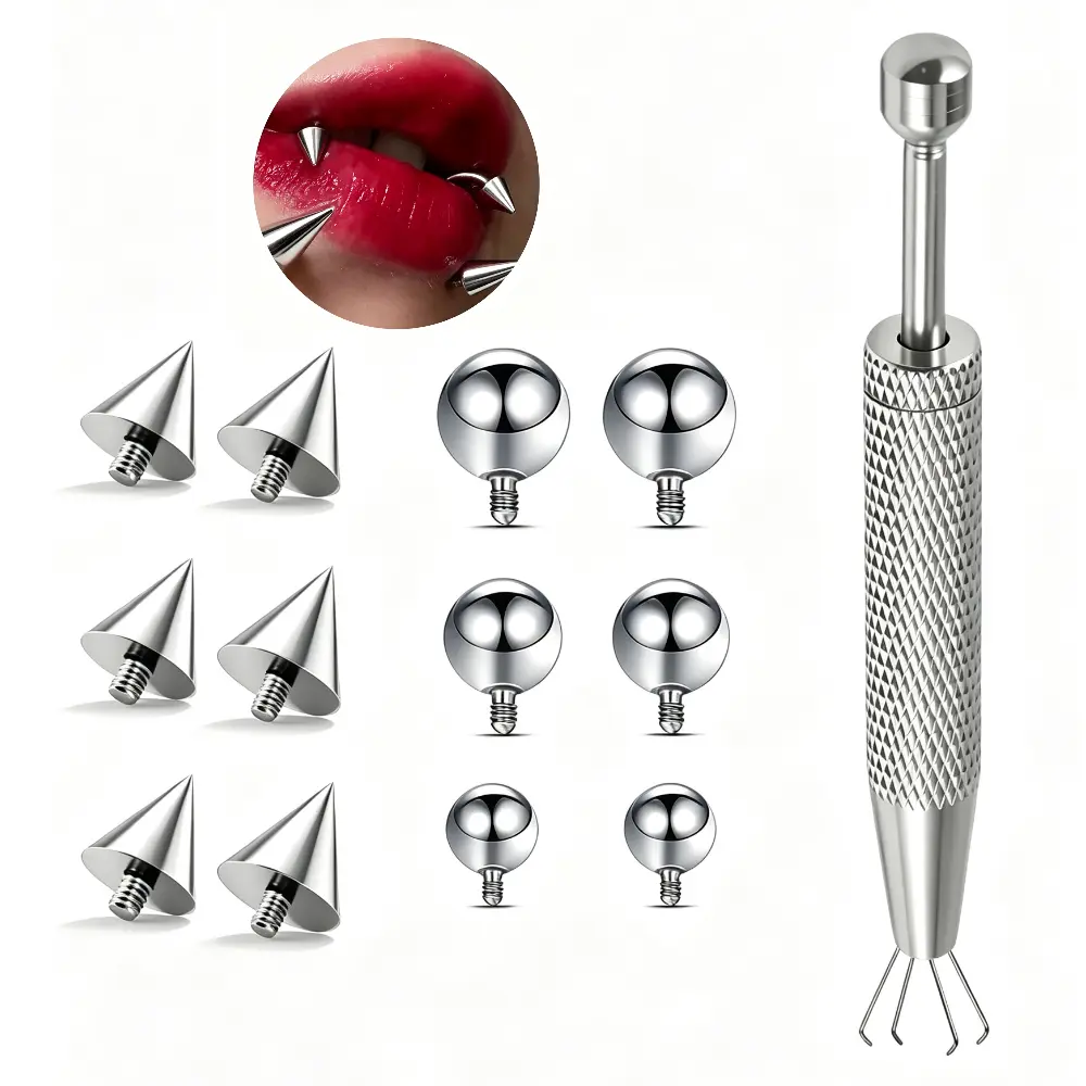 F136 Titanium 12PCS 3MM/4MM/5MM Ball & Spike Replacement Top with Grabber
