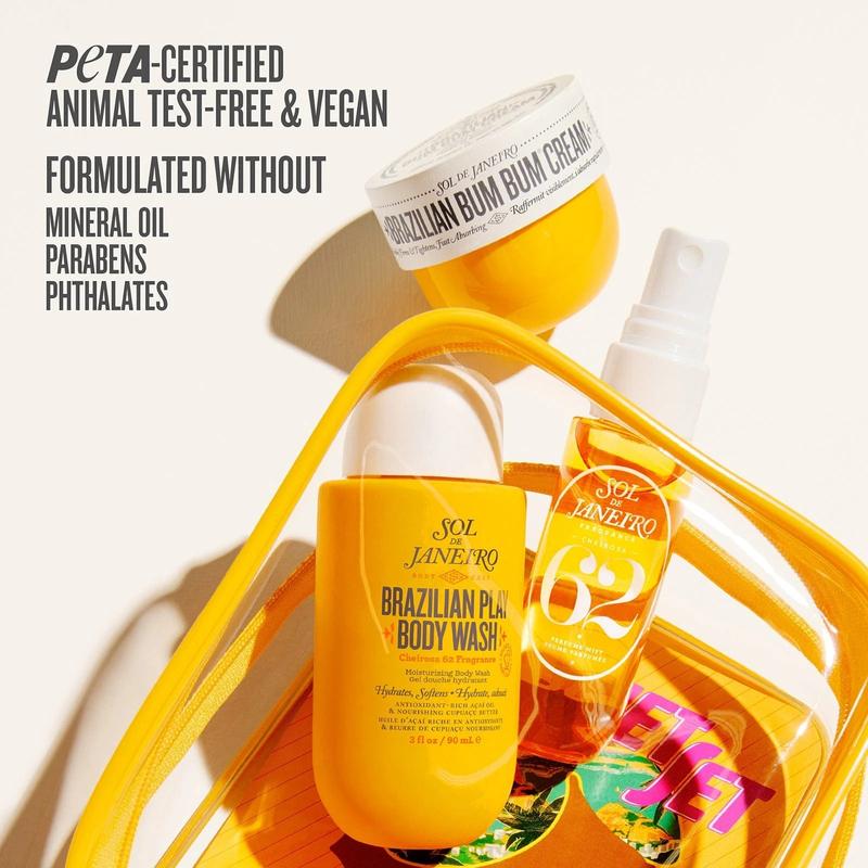Sol de Janeiro Bum Bum Jet Set - Travel-Friendly Shower Cream-Gel, Bum Bum Cream & Cheirosa 62 Perfume Mist Kit