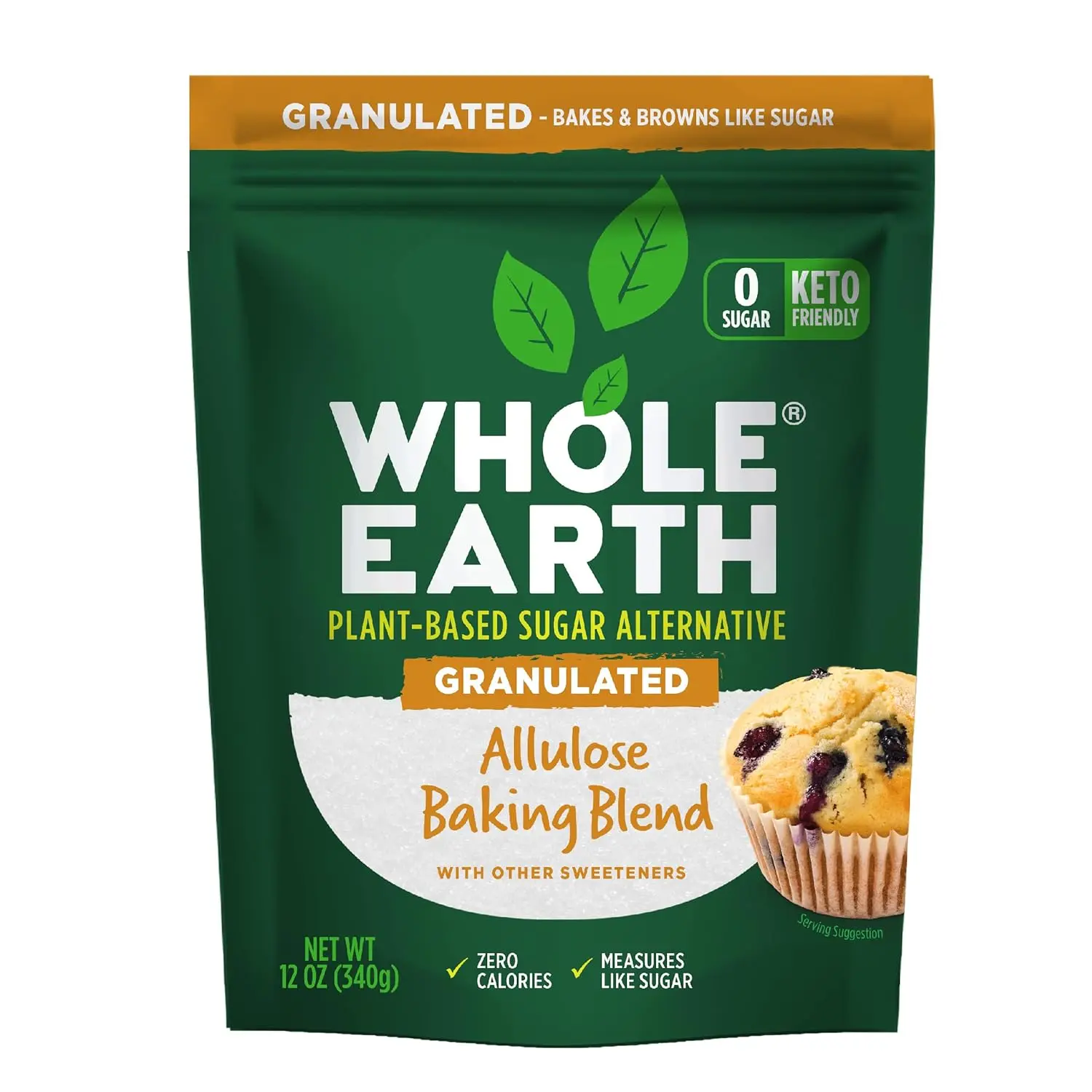 Whole Earth Sweetener Co. Allulose Baking Blend, Granulated, Plant-Based Sugar Alternative, 12 Ounces, 0.75 Pound (Pack of 1)