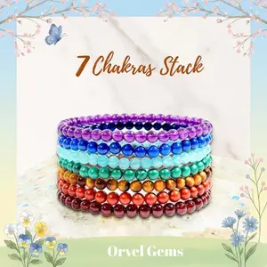 7 Chakras Bracelet Stack | Spiritual Balance & Energy Healing for Men, Women, and Yoga Enthusiasts | Align and Energize Your Chakras | 4mm Gemstone Beads | Perfect for Meditation, Mindfulness, and Daily Wear B091 X0