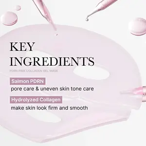 PDRN Pink Collagen Gel Mask 4 Sheets Salmon DNA Color Changing Pink Glow Collagen Facial Mask Korean Skincare