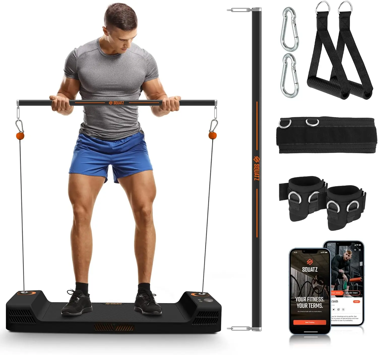 URGEWApollo Board Mini: 150lb Resistance Smart Cable Machine, Functional Trainer for Full Body Workouts, Full Body Strength, Digital Home Gym Equipment with Free App includes Accessories, Orange