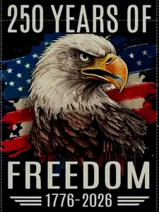 250 Years Garden Flag, Patriotic Flags with Commemorative1776-2026, Freedom Black Eagle Design, Decorative Yard Banner