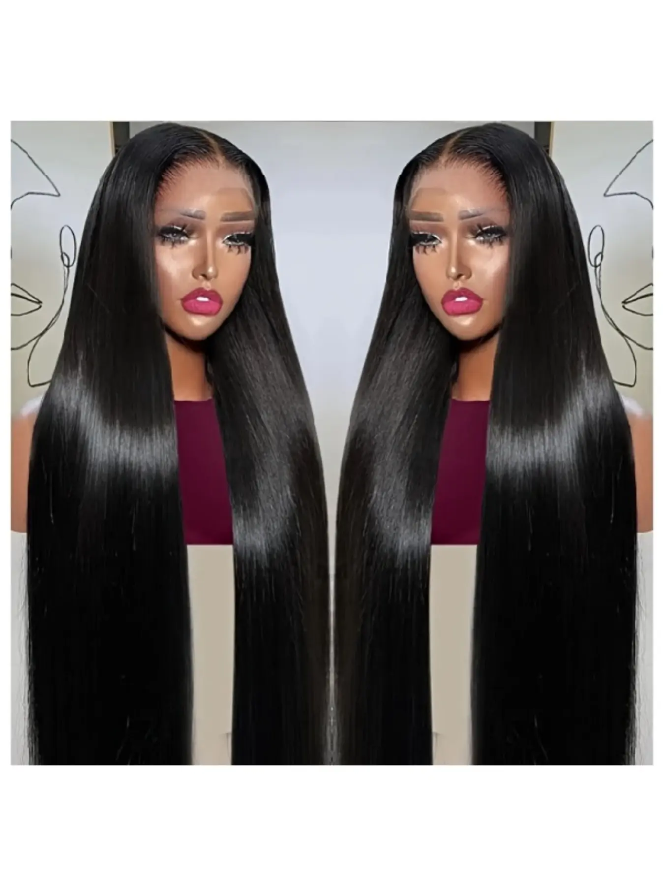 13x4 HD transparent Lace Frontal Wig, Human Hair Wigs, 180% density straight human hair, pre-plucked hairline with natural baby hair, natural color, glueless design, comfortable and breathable, full head wig can be dyed and styled