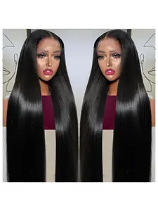 13x4 HD transparent Lace Frontal Wig, Human Hair Wigs, 180% density straight human hair, pre-plucked hairline with natural baby hair, natural color, glueless design, comfortable and breathable, full head wig can be dyed and styled