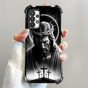 Suitable for [Galaxy A32 5g] Jesus transparent protective four-corner air cushion anti-fall mobile phone case transparent mobile phone case four-corner protective case 995