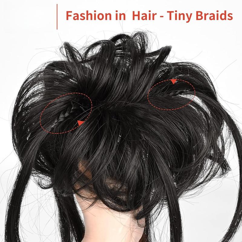 Messy Bun Hair , Super Long Tousled Updo Bun Extensions Wavy Hair Wrap Ponytail Hairpieces Scrunchies with Elastic Hair Band for Women HB007 Grace - Off Black Messy Bun Hair , Super Long Tousled Updo Bun Extensions Wavy Hair Wrap Ponytail Hairpieces Scrunchies with Elastic Hair Band for Women HB007 Grace - Off Black