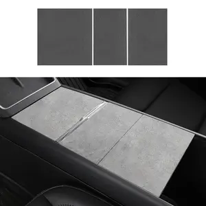 [Glue-free Installation]Topfit Center Console Cover 3Pcs for Tesla Model 3 2024-2025 & Model Y 2026 Suede Static Cling Decor  Tesla Accessories Car  Protectors Car Interior Kit