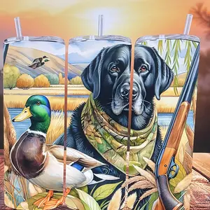 20oz Black Lab Duck Hunting Design Double Wall Tumbler Cup - Bottle, Drinkware