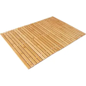 Bath Mat Rayon Derived from Bamboo, Foldable Floor Shower Bath Mat for Bathroom, Bathtub, Shower, Sauna, Hot Tub Black