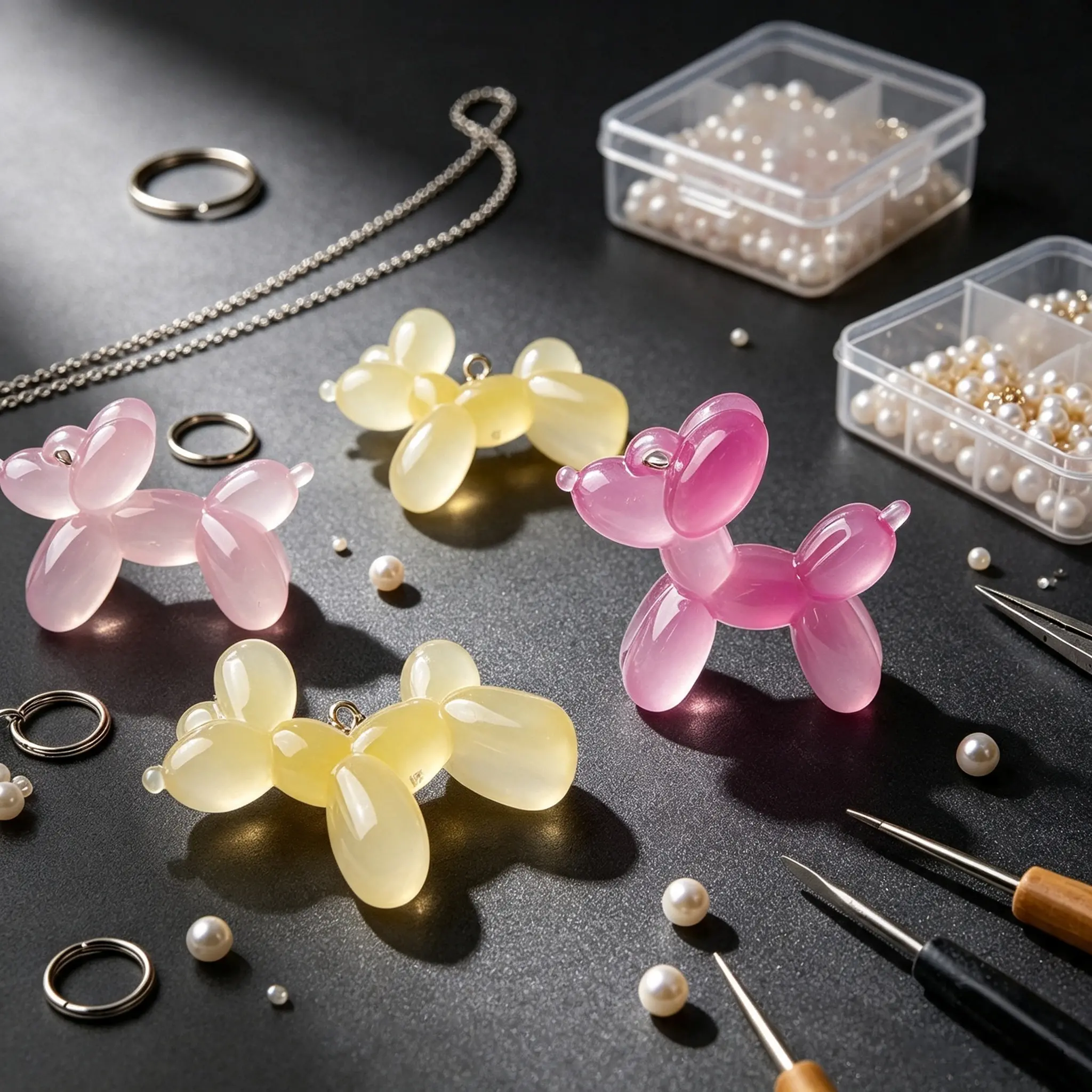 20PCS Sunlight UV Reactive Color Shift Balloon Dog Acrylic Pendants, DIY Handmade Jewelry Making Supplies For Earrings, Necklaces, Bag Charms