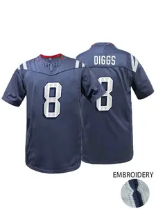 Men's Loose Fit Short Sleeve Football Jersey, Stylish Jersey, Embroidered Design, Breathable & Comfortable Sportswear, New England Rugby Jersey,Ideal for Outdoor Sports & Daily Wear, All-Season Use