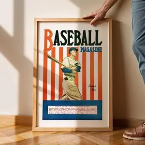 Retro Baseball Art Print Classic Baseball Poster Vintage Sports Fan Gift Baseball Decor Home Office Sports Wall Art Gift, Unframed