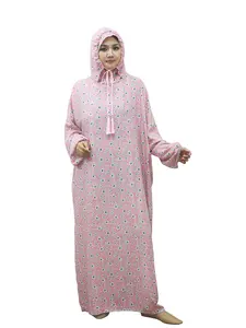 Floral Two-Hat Fringe Drawstring Abaya, Elegant Muslim Prayer Dress, Women's Long Sleeve Islamic Jilbab Robe, All Seasons, Floral Print Abaya