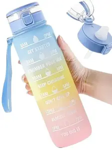 Motivational Water Bottle with Time Marker 32 oz Sports Water Bottle Leak proof Drink Water Bottle for Office Gym Running Biking Workout Outdoor Sport Drinkware Tumbler