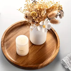 Wooden Rustic Serving Tray, Multi-Functional Platter for Home Parties, Breakfast Cake Bread Kitchen Tea Set, Creative Christmas Gift Idea