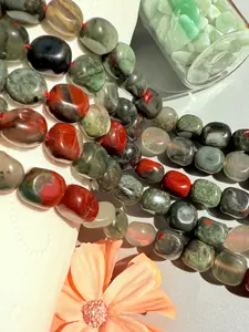 8-12mm Blood Stone Irregular Gem Beads for DIY Jewelry Making, Wholesale Craft Materials for Bracelets and Necklaces, High-Quality Beaded Necklace Components for Birthday and Christmas Gifts