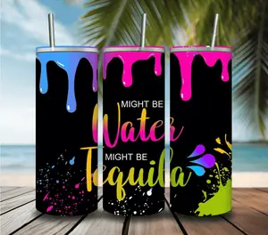 Water or Tequila 20oz Skinny Tumbler Water or Tequila Insulated Lid Coffee Portable Mug Bottles Customizable Handmade Drinkware Flasks