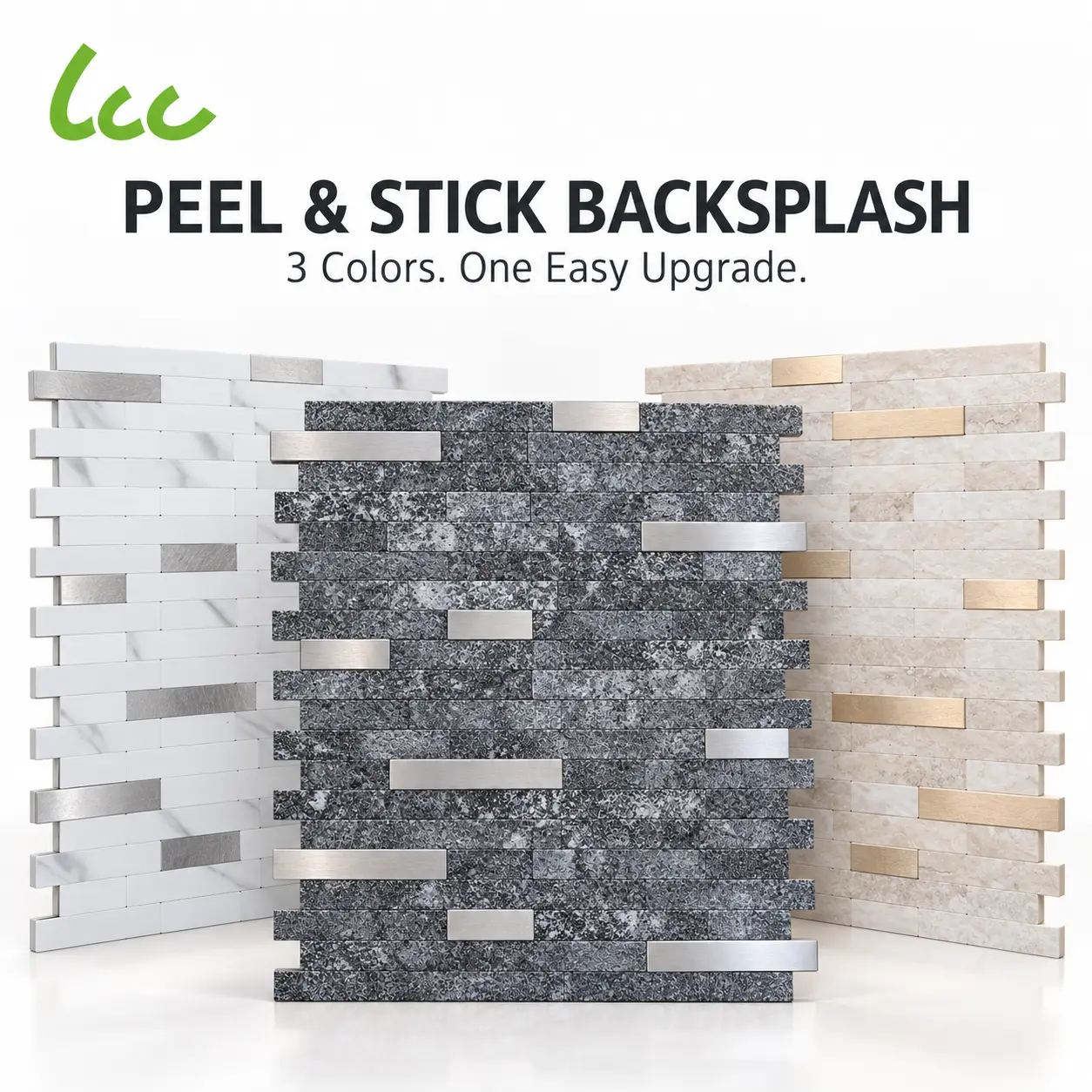 LCC Peel and Stick Wall Tile 12x12 in, Self-Adhesive 3D Mosaic Backsplash Panels, PVC Composite Decorative Wall Tile for Kitchen Bathroom Coffee Bar