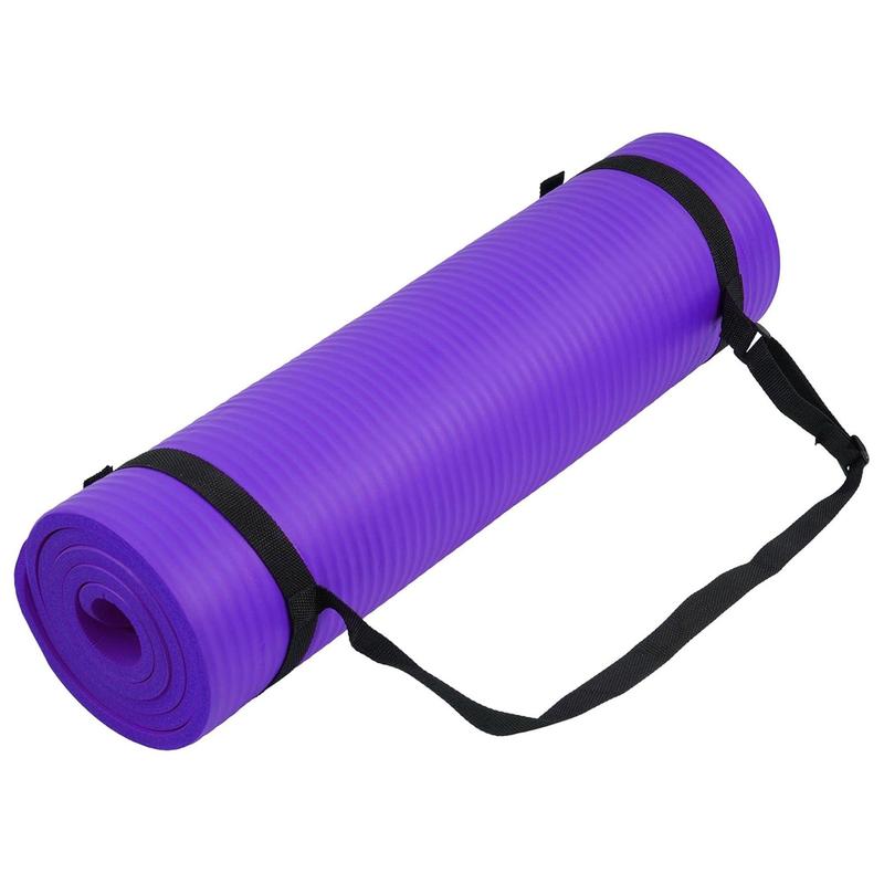 Fitvids 1/2-Inch Thick High Density Exercise Yoga Mat, Carrying Strap, Purple