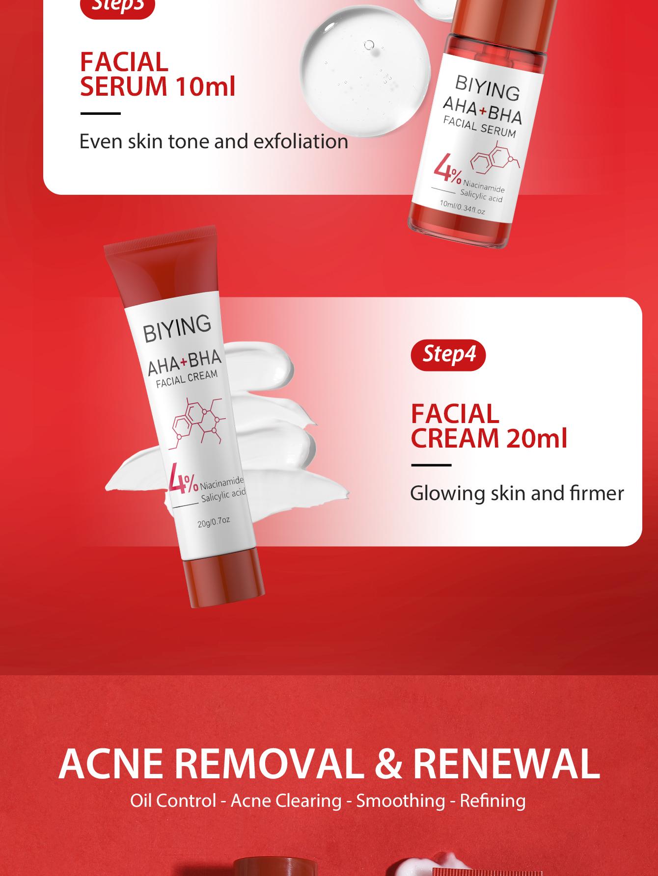 4-Piece AHA BHA Travel Skincare Set | Gentle Exfoliating Routine - Cleanser, Toner, Serum & Moisturizer For Women & Teens, Korean Hydrating Daily Facial Care Gift Set Moisturizing