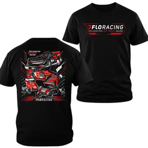 🏁 FloRacing 2-Sided Dirt Track Racing Graphic Tee Fashion Shirt, 180G 100% Cotton Sprint Car T-Shirt for Men Women, Retro Motorsports Streetwear Tee, Soft Breathable Unisex Crewneck Casual Top, Late Model Racing Style Shirt, Everyday Racing Fan Gift