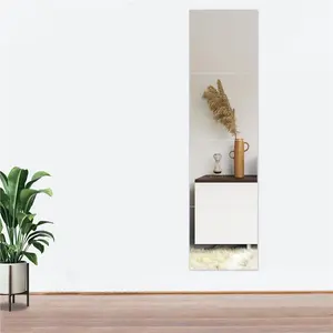 14"x 4PCS Frameless Wall Mirror Set Tiles Full Length Make Up Mirror for Bedroom