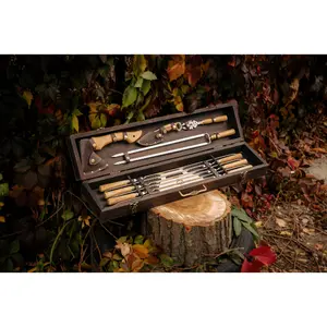 Handcrafted BBQ Skewer Gift Set with Premium Grill Tools and Storage Case