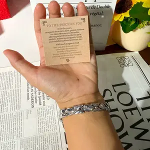 Women's Leaf Bracelet Pure Copper with Diamonds Magnetic Optics 3500 Gauss Effective Force Elegant Safety Clasp Gift Magnetic Bracelet Faith Wear Jewelry bracelets for women bracelet stack