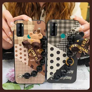 Simplicity Anti-knock Phone Case For BLU G51 Plus Waterproof soft case Back Cover silicone Bear bracelet Skin-friendly feel Black pearl pendant protective case Cartoon cute