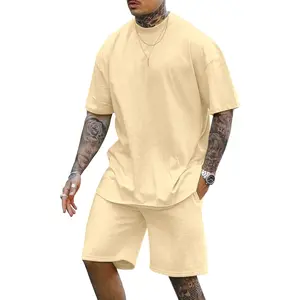 Lexiart Mens 2 Piece Outfits Casual Tracksuit Shorts Summer Sweatsuit Oversize Short Sleeve Sport Set