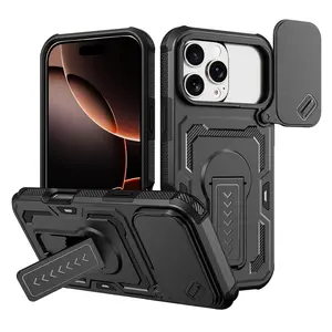 Fin Non-Slip Strong Hard Armor Coque Case for Iphone 17 Pro Max Air 16 Pro Plus Iphone16 Iphone17 Dual Layer Kickstand Cover