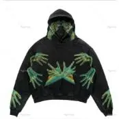 Black hooded sweatshirt made of white co