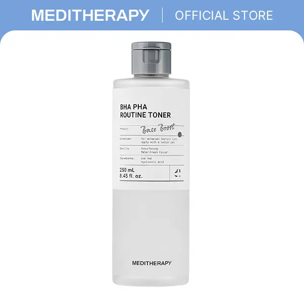 Meditherapy BHA PHA Routine Toner (250 mL) - Gentle Daily Exfoliating Booster, Non-Irritating Formula to Moisturize Skin