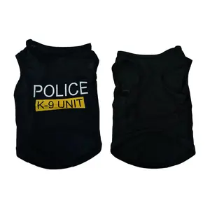 Pet Vest Police Clothes Puppy T-shirt Jacket Polyester Soft Breathable Comfortable Stylish Casual Style Dog Clothing Wholesale
