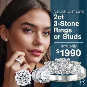 2ct Natural 3-Stone Diamond Ring