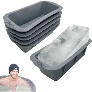 6 count  Ice Block Mold,  Large  Ice Molds for Ice Bath, Large Ice Cube Molds for Cold Plunge Or Coolers, Ice Tray for Bath (6pcs Gray)