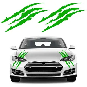 2 count  Claw Mark Stickers, Automotive Vinyl Claw Mark  for Hood Headlight, Universal  Claw Mark Decoration Stickers Fit   SUVs,  Accessories (Green)