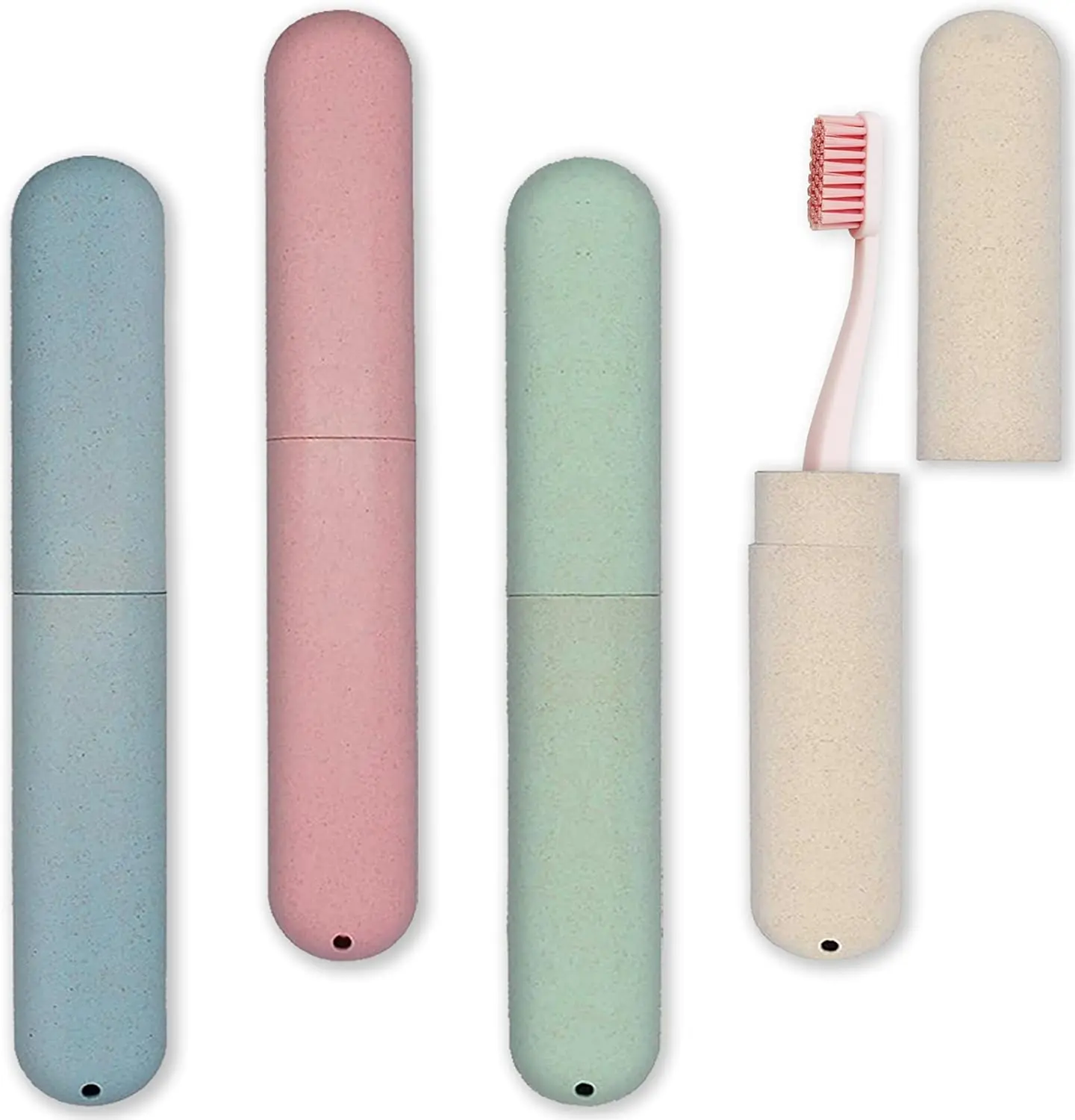 4 PCS Travel Toothbrush case with Ventilation Holes – Portable breathable Plastic Toothbrush Holders - Ideal for Travel, Camping, Trips, School, Home Pack Containers Cover