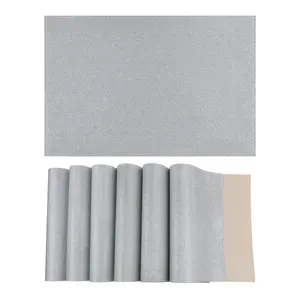 REGALWOVEN Placemats Set of 6 Sparkle Placemats for Kitchen Dining Table Decor Heat Resistant Table Placemats Wipeable Table Mat 18*12in Silver